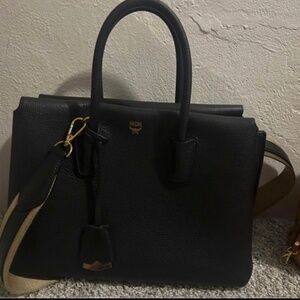 Black leather MCM Mila tote